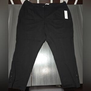 NWT Calvin Klein Stretch Black Ankle Pants Button Detail Plus 20W CK